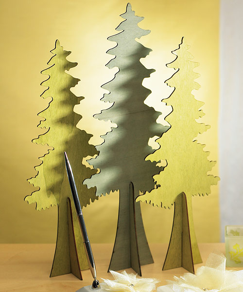 Wooden Die-cut Evergreen Trees - Set of 2 Assorted