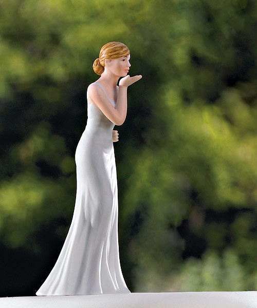 Bride Blowing Kisses Figurine Cake Topper