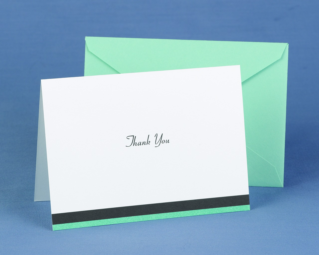 Aqua Trimmed Thank You Cards