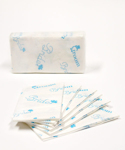 Bride and Groom Wedding Tissues in traditional "Something Blue" Print