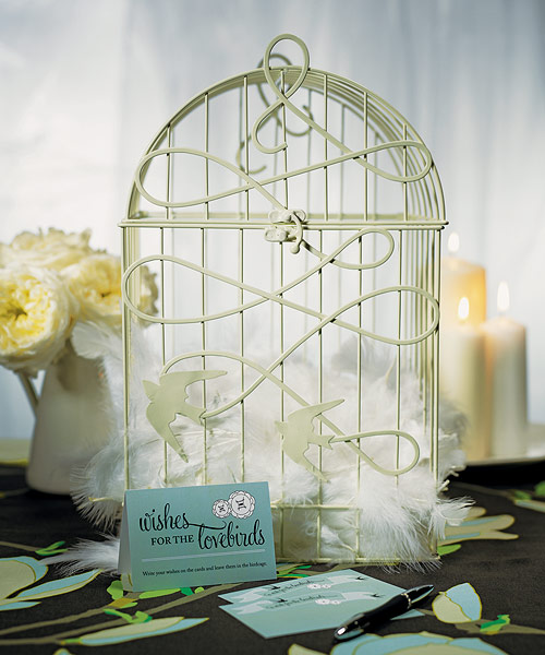 Modern Decorative Birdcage with Birds in Flight - Ivory