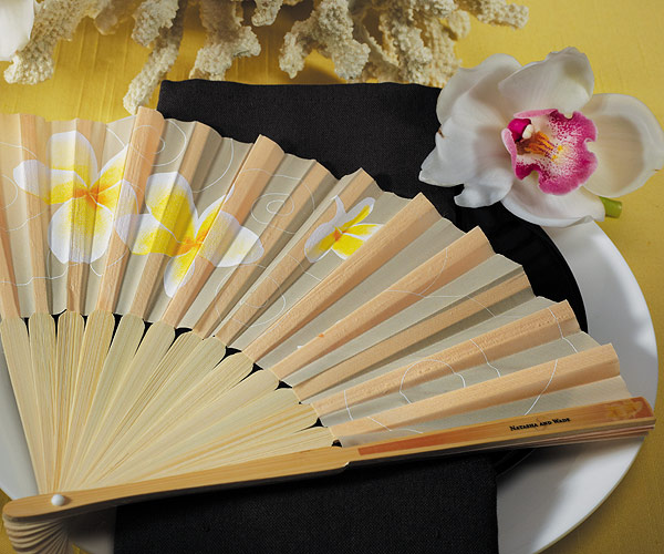 Tropical Fan with Romantic Plumeria Floral Details