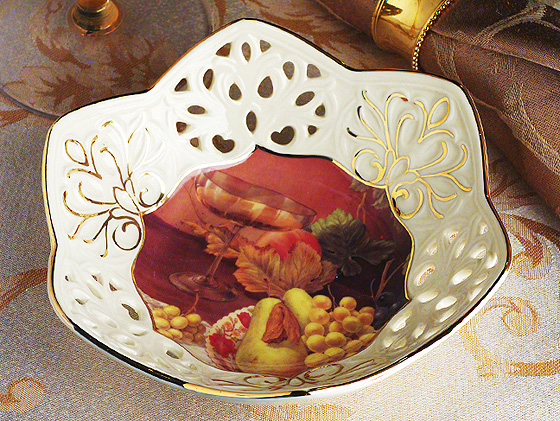 Europa Collection  6" Round Porcelain Bowl With Wine Theme Decal