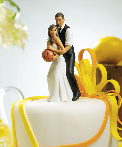 Basketball Dream Team Bride and Groom Couple Figurine Cake Topper - Ethnic