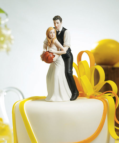 Basketball Dream Team Bride and Groom Couple Figurine Cake Topper - Caucasian