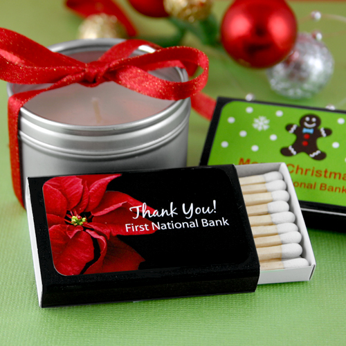 Personalized Holiday Matchboxes - Set of 50 (Black Box)
