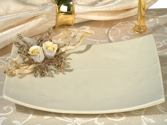 Europa Collection  Rectangular Shaped Porcelain Candy Dish With Yellow Porcelain Roses