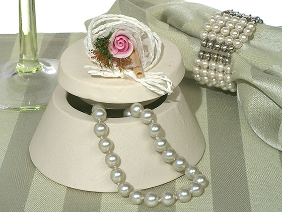 Europa Collection Round Shape Porcelain Jewelry Box With Pink Porcelain Rose