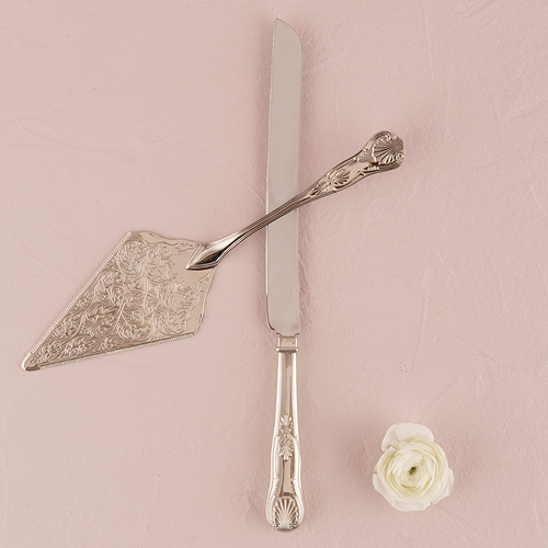 Vintage Inspired Silver Cake Serving Set