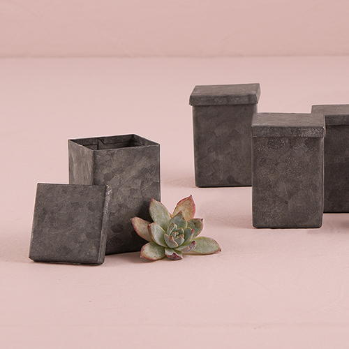 Small Tin Favor Box With Aged Finish