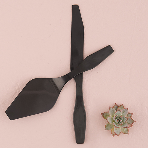 Onyx Black Modern Cake Serving Set