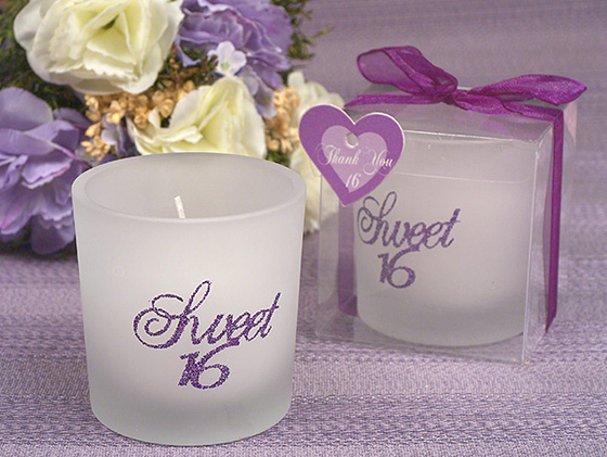 She's So Sweet Votive Candle Holder -Purple Glitter