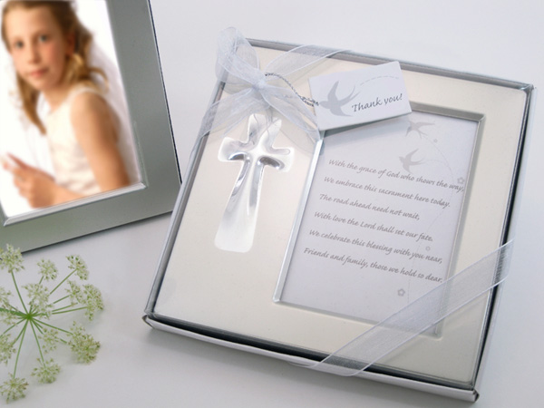 "Bless this Day" Cross Photo Frame Favor in Gift Box