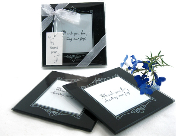 "Memories Forever" Glass Photo Coasters in Black (Set of 2)
