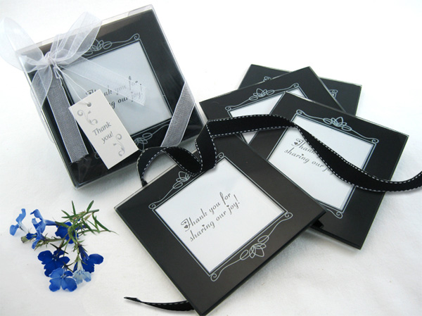 "Memories Forever" Glass Photo Coasters in Black (Set of 4)
