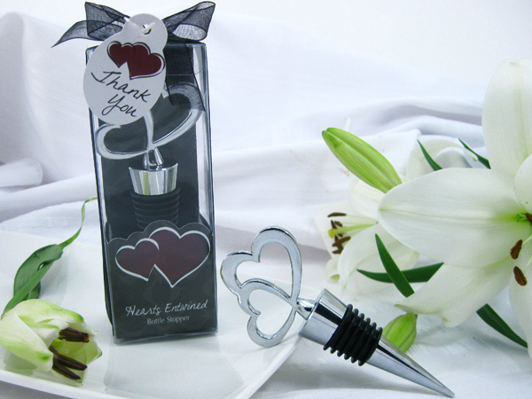 "Hearts Entwined" Double Heart Bottle Stopper in Designer Gift Box