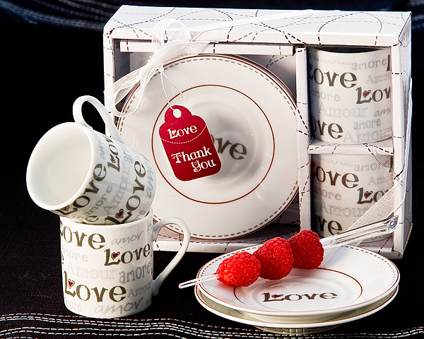 "Language of Love" Espresso Cup Favor Set