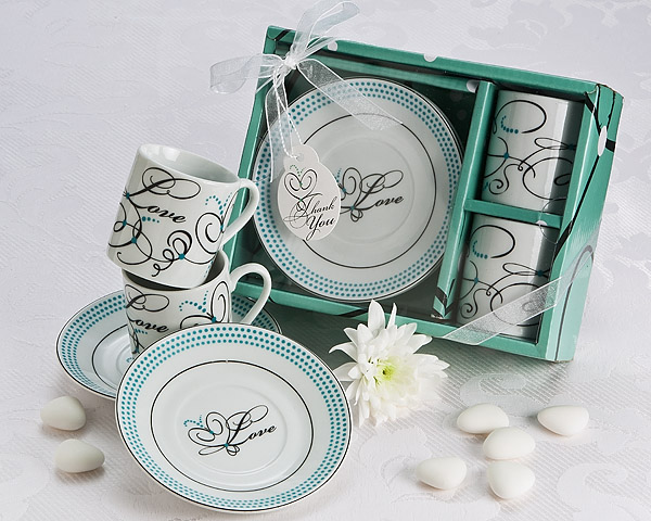 "Expressions of Love" Espresso Cup Favor Set (In White)