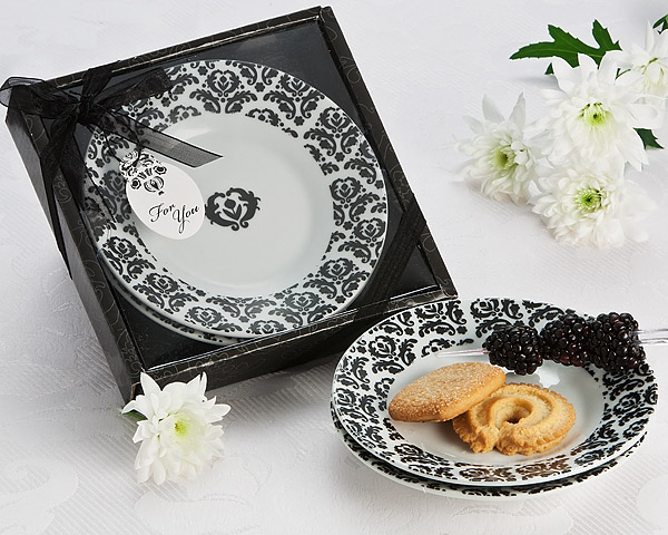 "Dramatic Damask" Party Dish Favor (Set of 2)