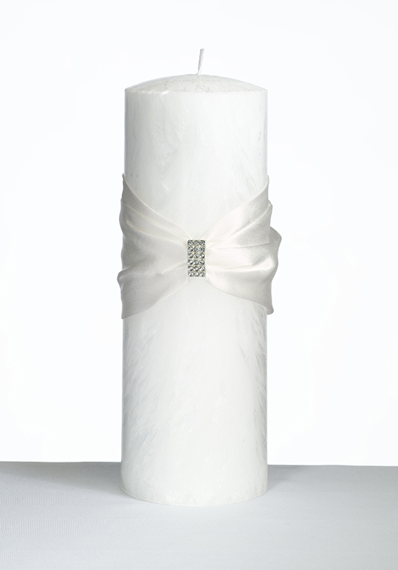 Cream Sash White Diamond Unity Candle