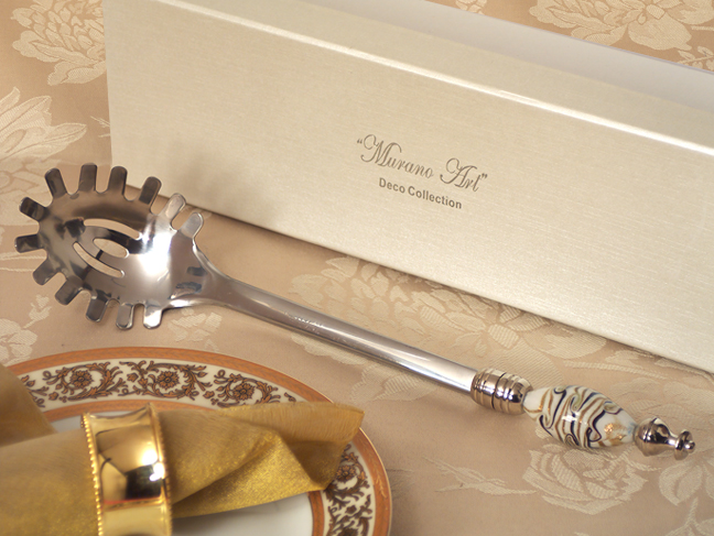 Murano art deco Pasta server gold and black handle