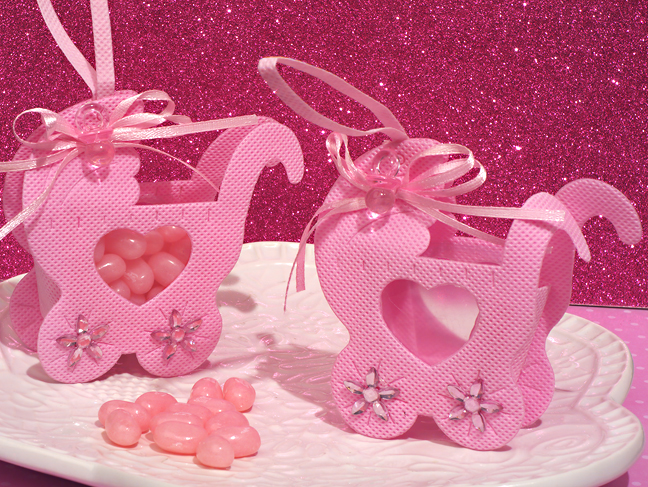Adorable pink baby carriage bag / holder