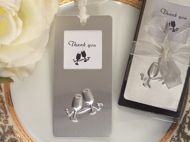 Mark it with memories bookmark Toasting flutes design