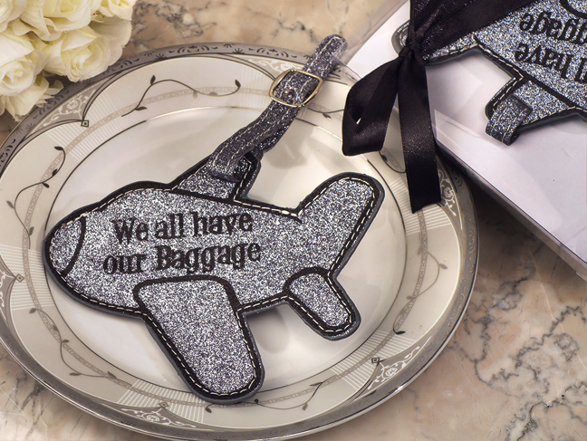 "We all have baggage" Silver Airplane luggage tag