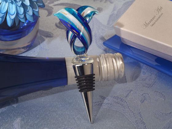 Stunning Murano twist design stopper -Blue Accent