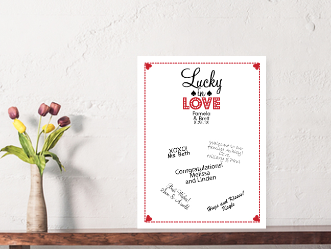 Lucky in Love Personalized Alternative Canvas Printed Guest Book