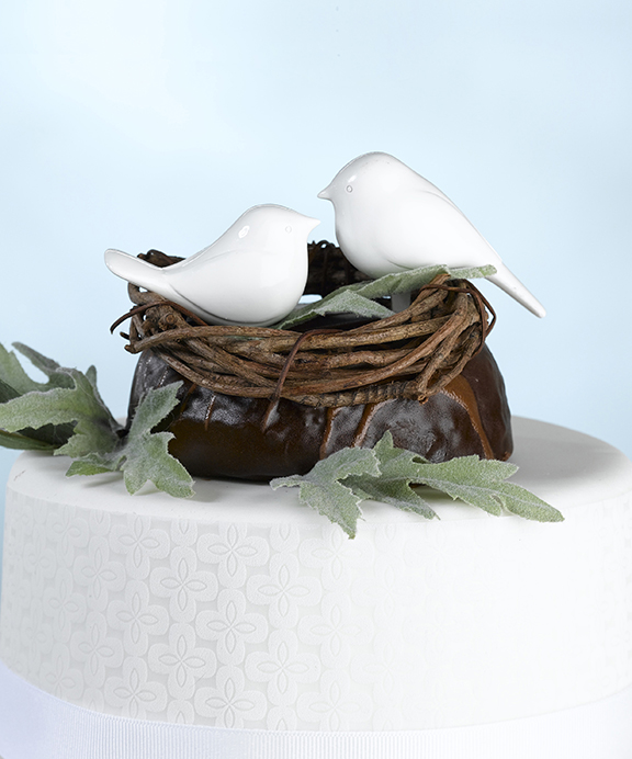 Love Birds Cake Pick White