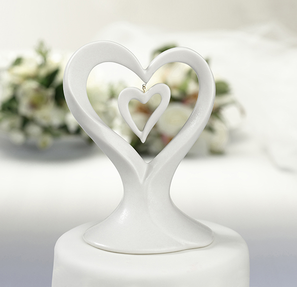 Porcelain Double Heart Caketop