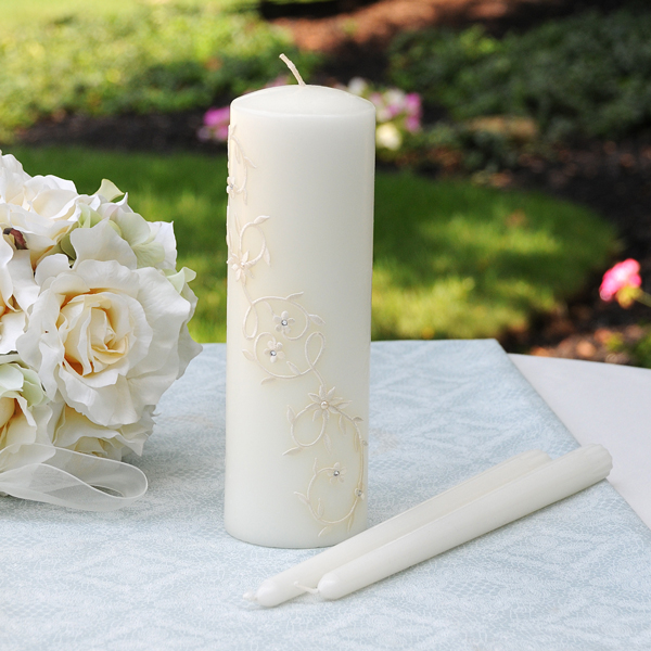 Ivory Sparkling Entwined Unity Candle & Taper Set