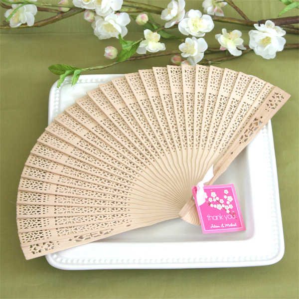 Sandalwood Fan in Glass Top White Box