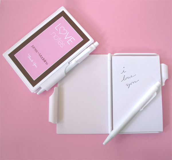 Personalized "Love Notes" Notebook Favors