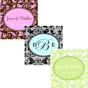 Square Damask Labels & Tags (Set of 20)