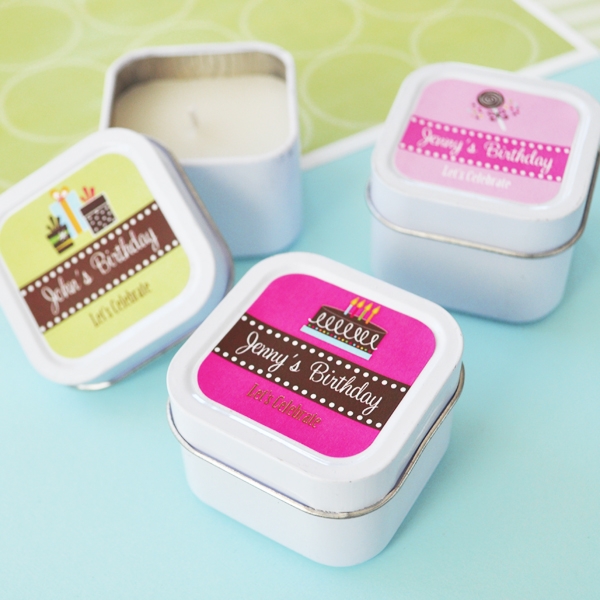 Personalized Birthday Square Candle Tins