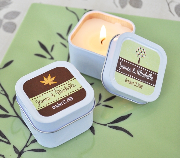 Fall for Love Personalized Square Candle Tins