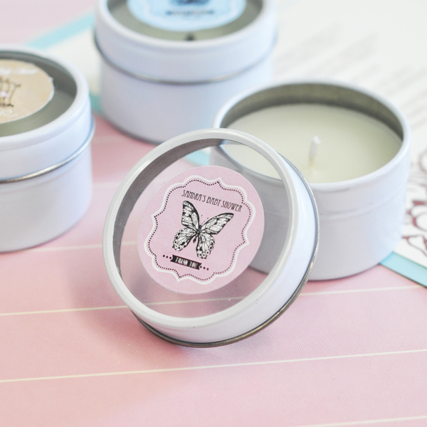 Vintage Baby Personalized Round Candle Tins