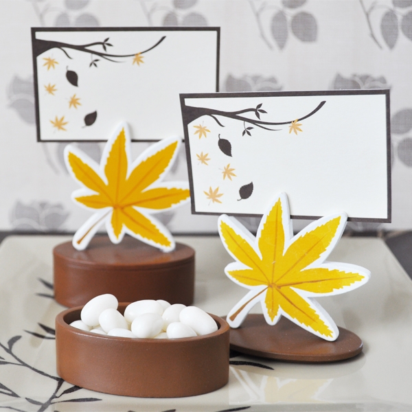 Leaf Place Card Favor Boxes with Designer Place Cards (set of 12)
