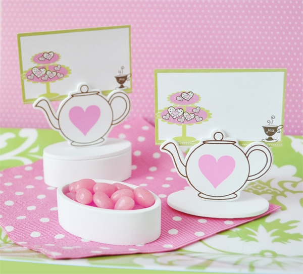 Teapot Place Card Favor Boxes with Designer Place Cards (set of 12)