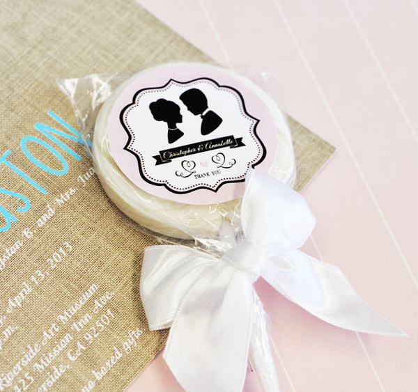 Vintage Wedding Personalized Lollipop Favors