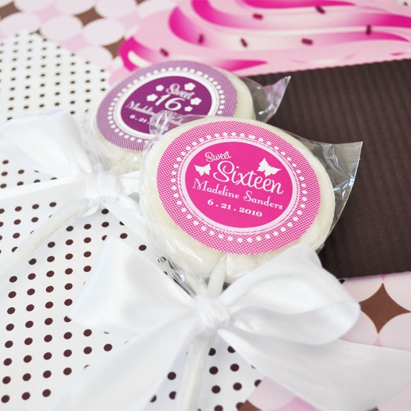 Sweet Sixteen (or 15) Personalized Lollipop Favors