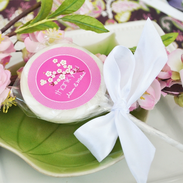 Something Sweet Cherry Blossom Personalized Lollipop Favors