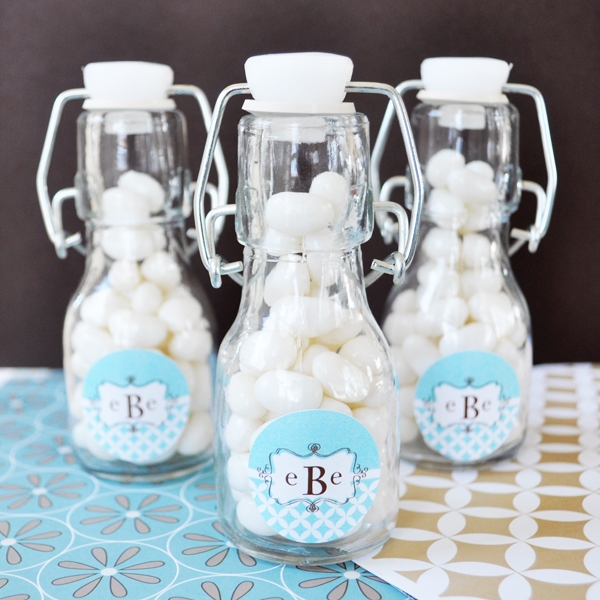 Mod Monogram Personalized Mini Glass Bottles