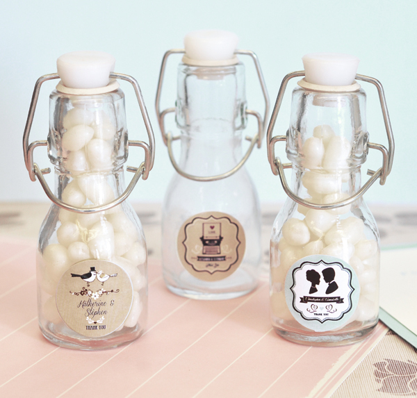 Vintage Wedding Personalized Mini Glass Bottles
