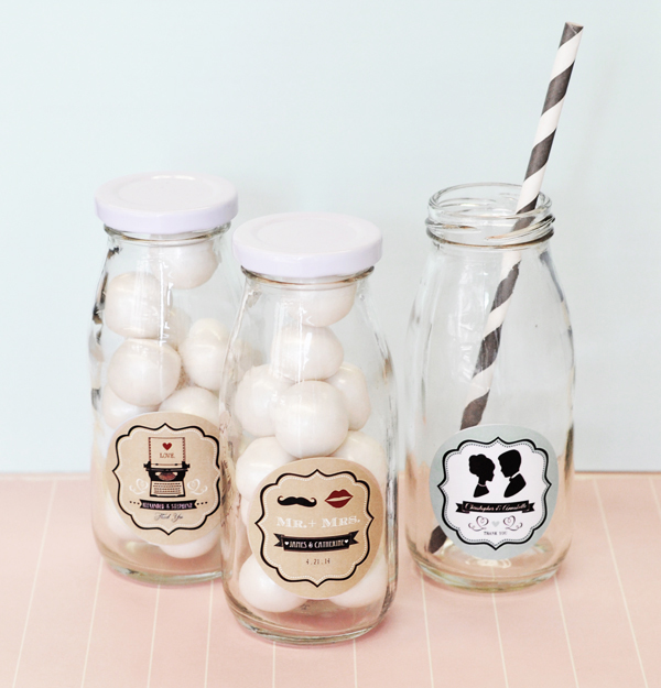 Vintage Wedding Personalized Milk Bottles
