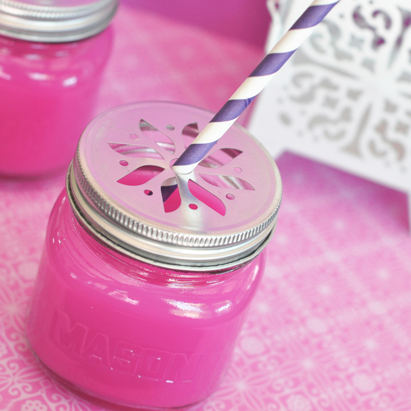 Mason Drinking Jars with Flower Lids