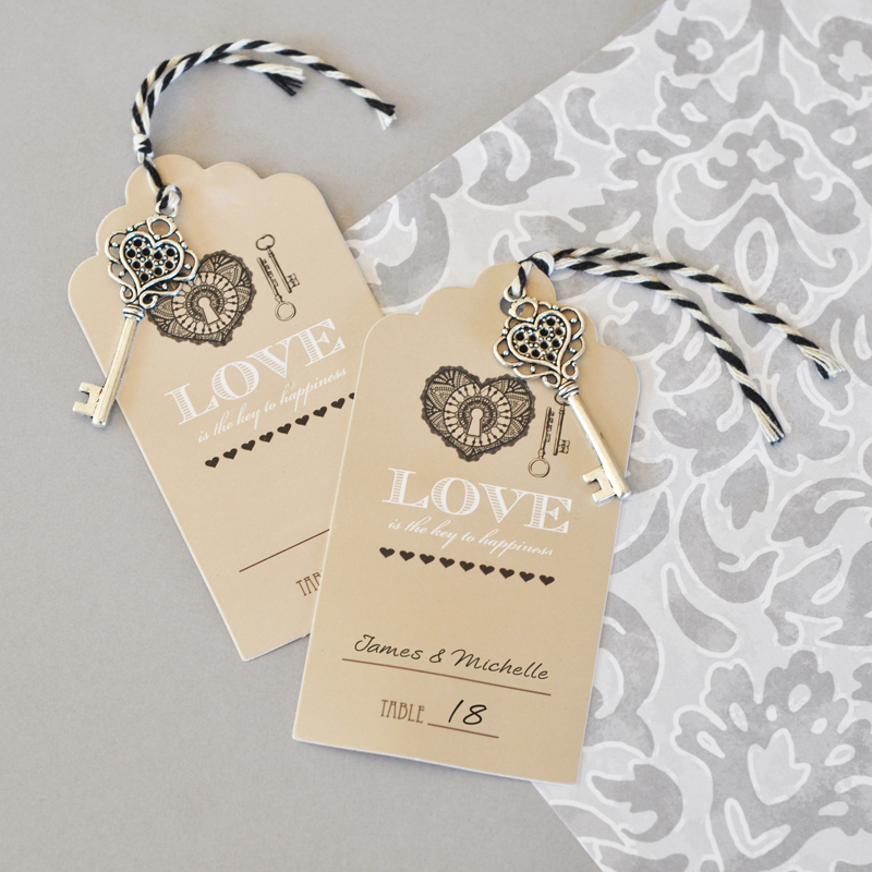 "Key to Happiness" Escort Cards