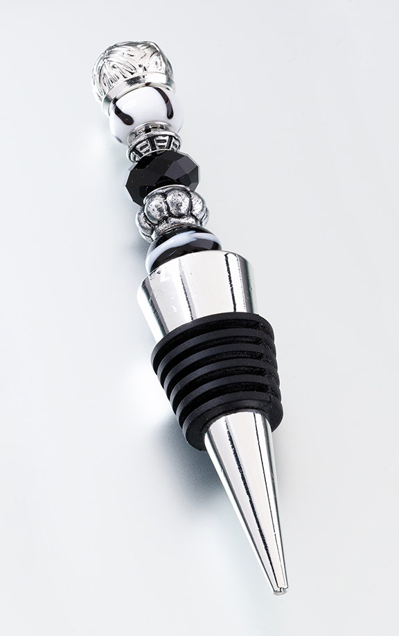 Beaded Wine Stopper-Black